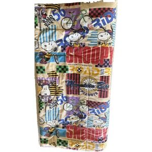 Vintage Snoopy Road Rider Blanket Quilt Comforter Mountain Bike Peanuts 61 X 88